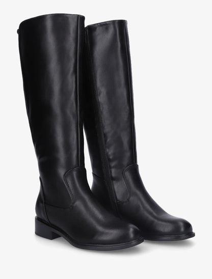 Bottes élastiquées classiques en simili - Noir - 4