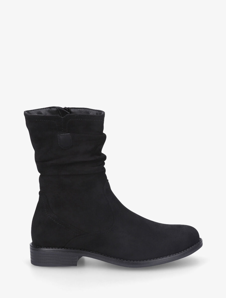 Bottines froncées en suédine - Noir - 1