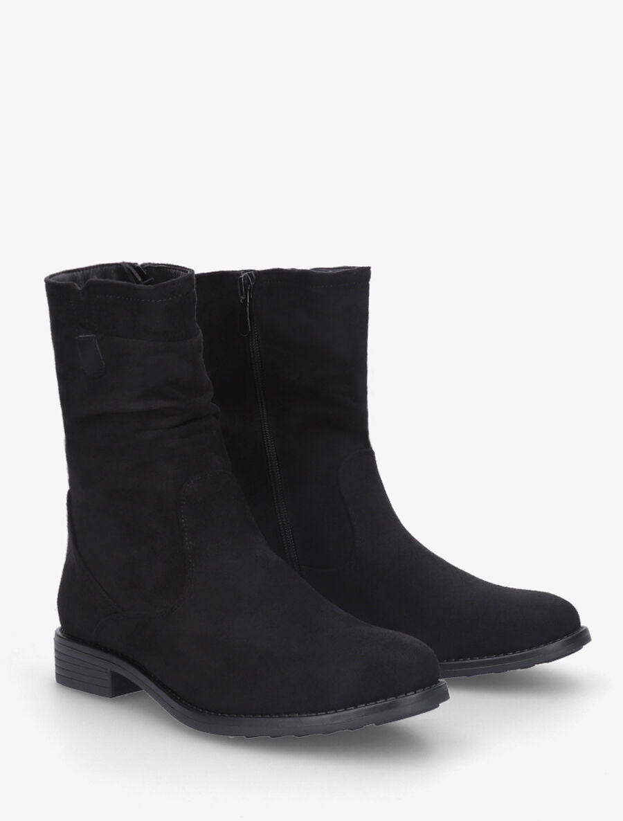 Bottines froncées en suédine - Noir - 4