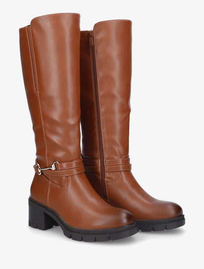 Bottes à boucle en simili - Camel - 4
