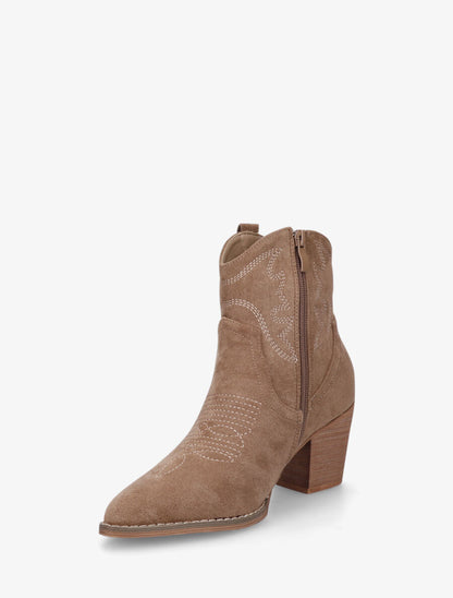 Bottines style santiag en suédine - Taupe - 3