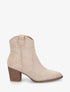 Bottines style santiag en suédine - Beige - 1
