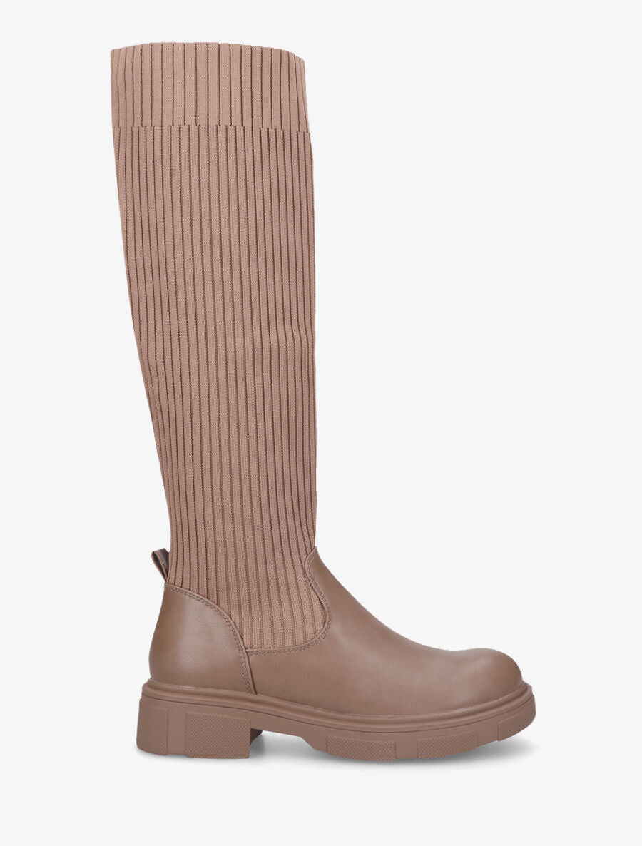 Bottes chaussettes unis - Taupe - 1
