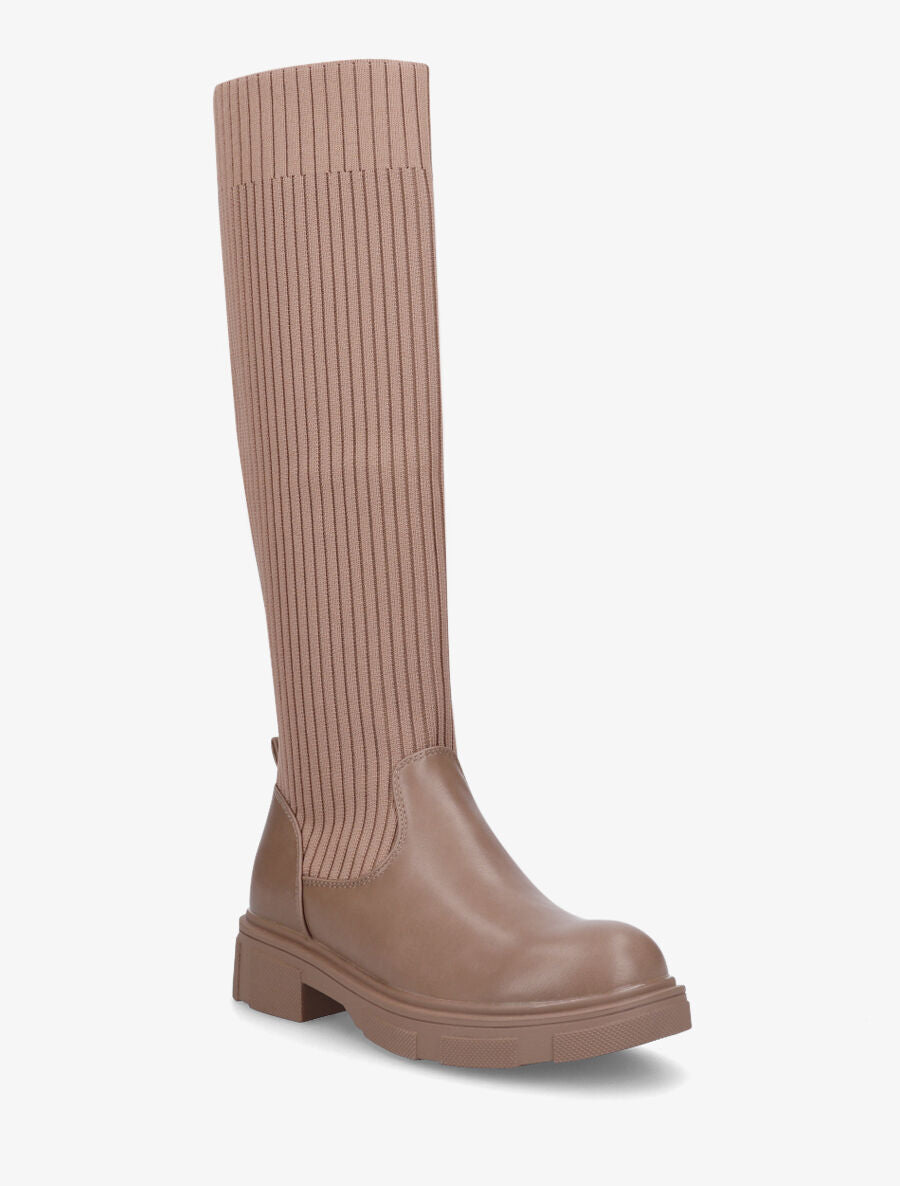 Bottes chaussettes unis - Taupe - 2
