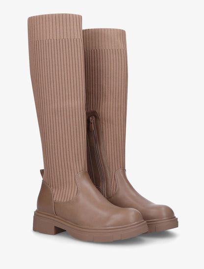 Bottes chaussettes unis - Taupe - 4