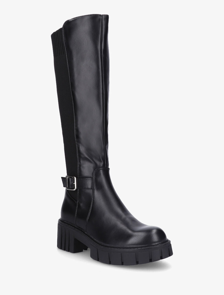 Bottes bimatière à talon - Noir - 2