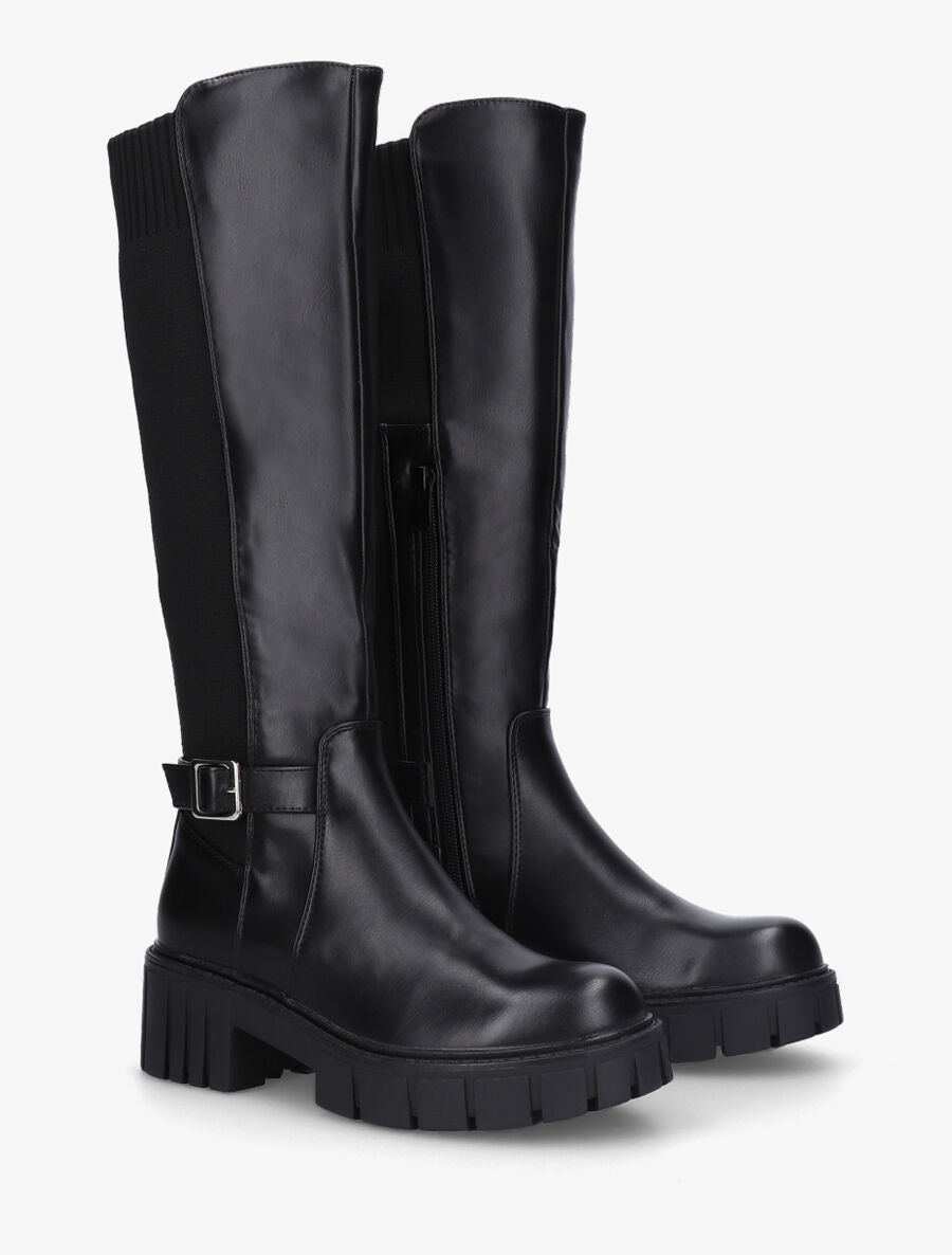 Bottes bimatière à talon - Noir - 4