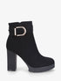 Bottines en suédine à sangle strassée - Noir - 5
