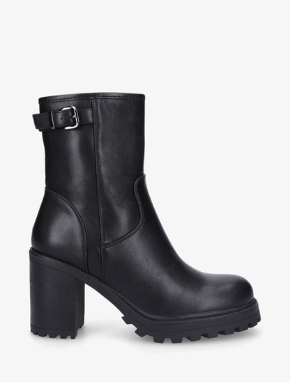 Bottines montantes à talon et semelle crantée - Noir - 1
