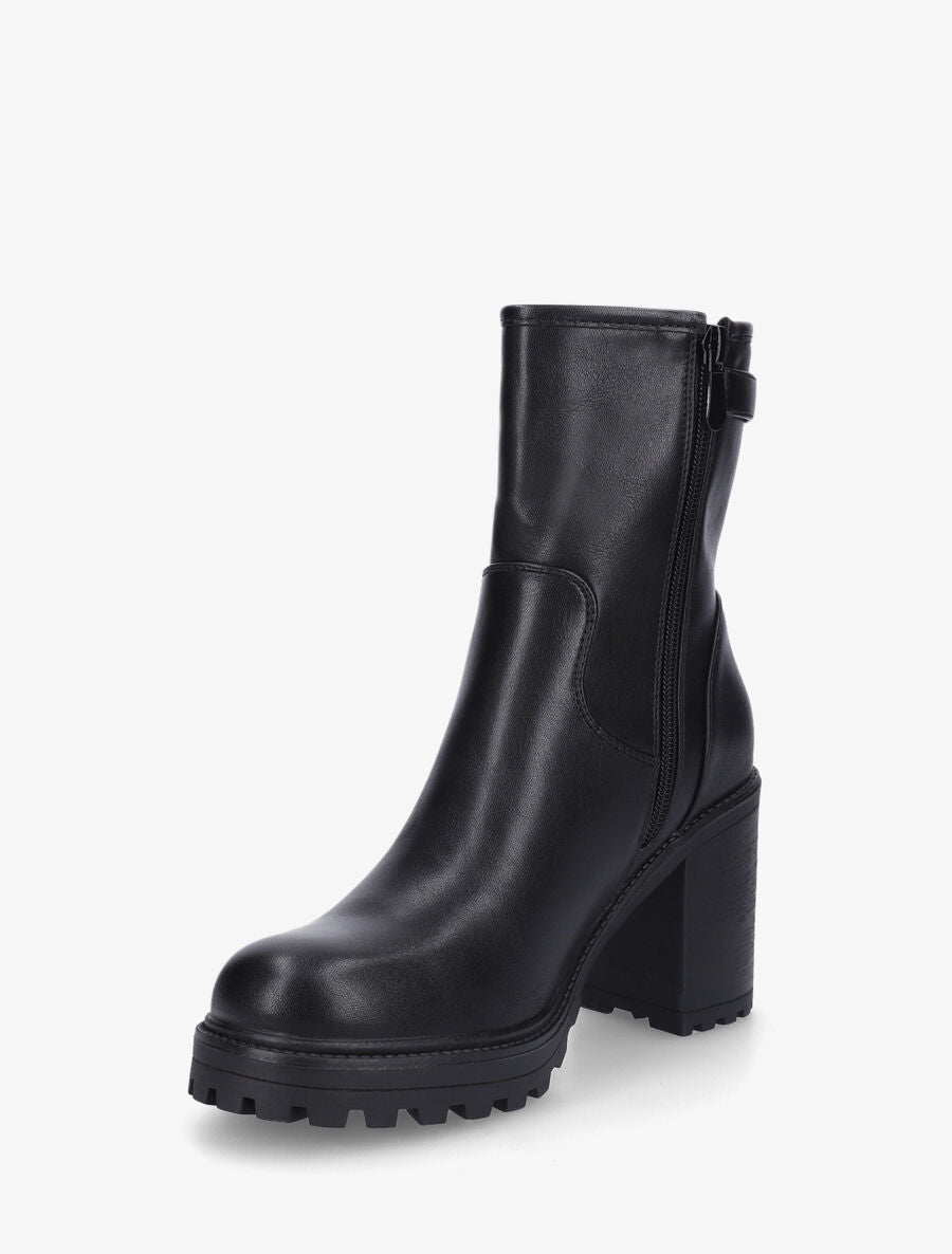 Bottines montantes à talon et semelle crantée - Noir - 3