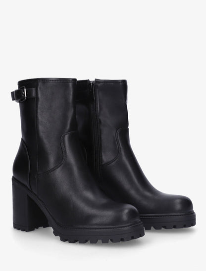 Bottines montantes à talon et semelle crantée - Noir - 4