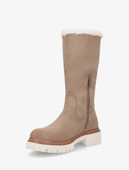 Bottes plates fourrées en suédine - Taupe - 3