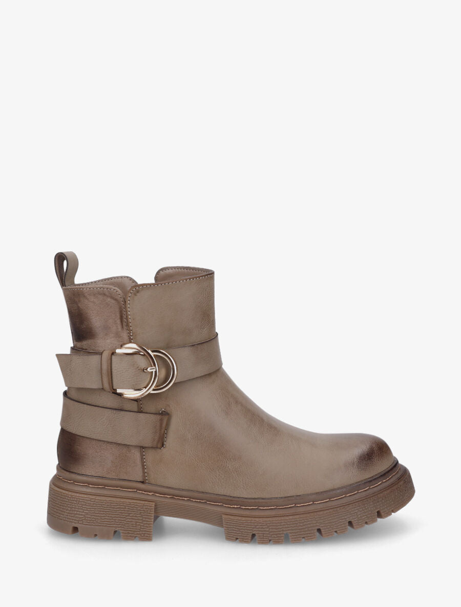 Bottines plates en simili - Taupe - 1