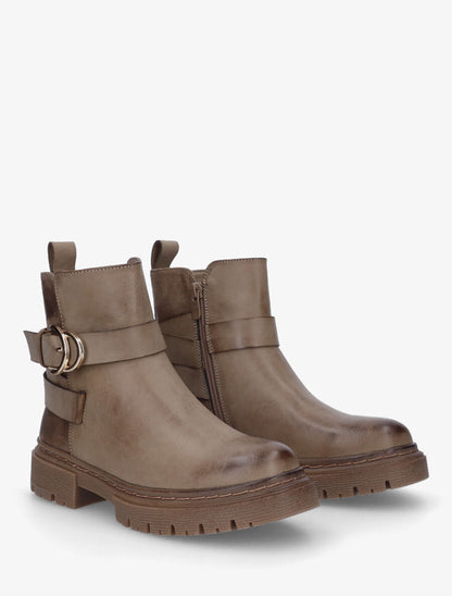 Bottines plates en simili - Taupe - 4