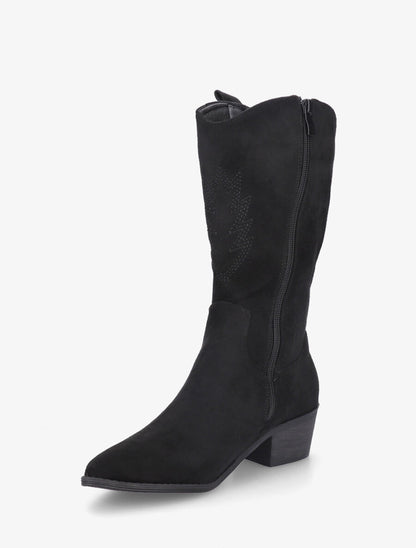 Bottes style santiag en suédine - Noir - 3