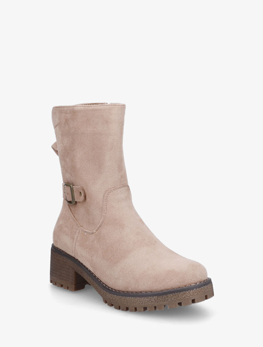 Bottines montantes en suédine - Beige - 2