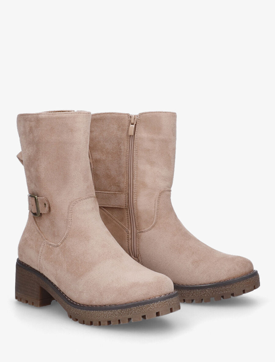 Bottines montantes en suédine - Beige - 4