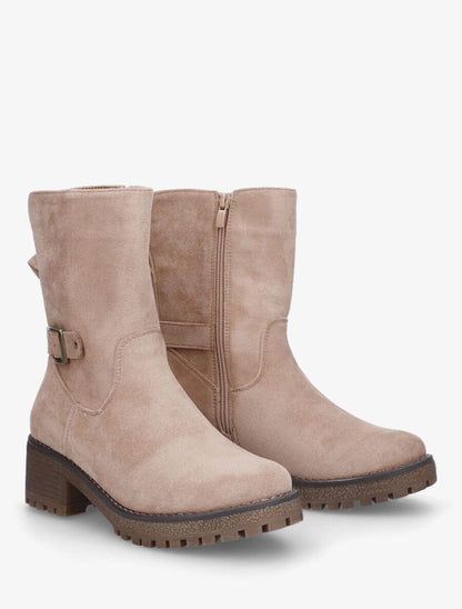 Bottines montantes en suédine - Beige - 4