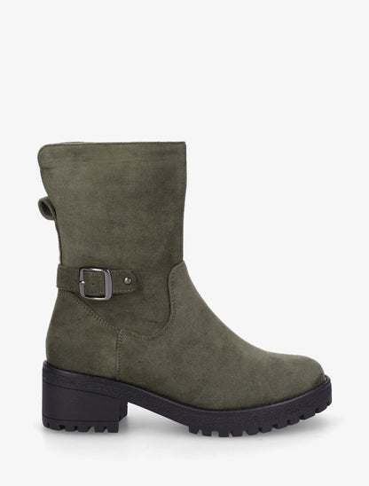 Bottines montantes en suédine - Kaki - 1