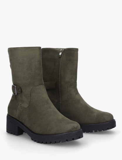 Bottines montantes en suédine - Kaki - 4