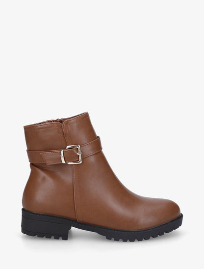 Bottines plates classiques à boucle - Camel - 1