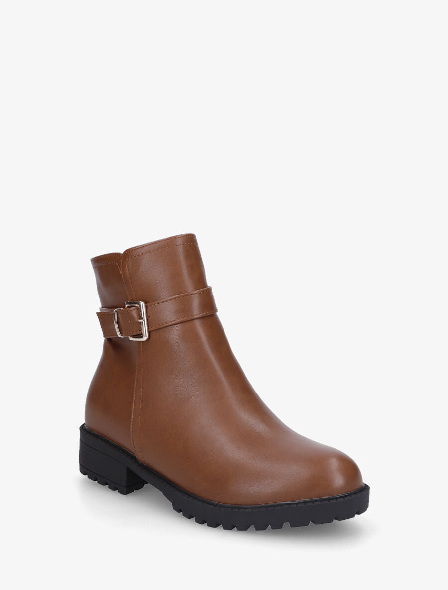 Bottines plates classiques à boucle - Camel - 2