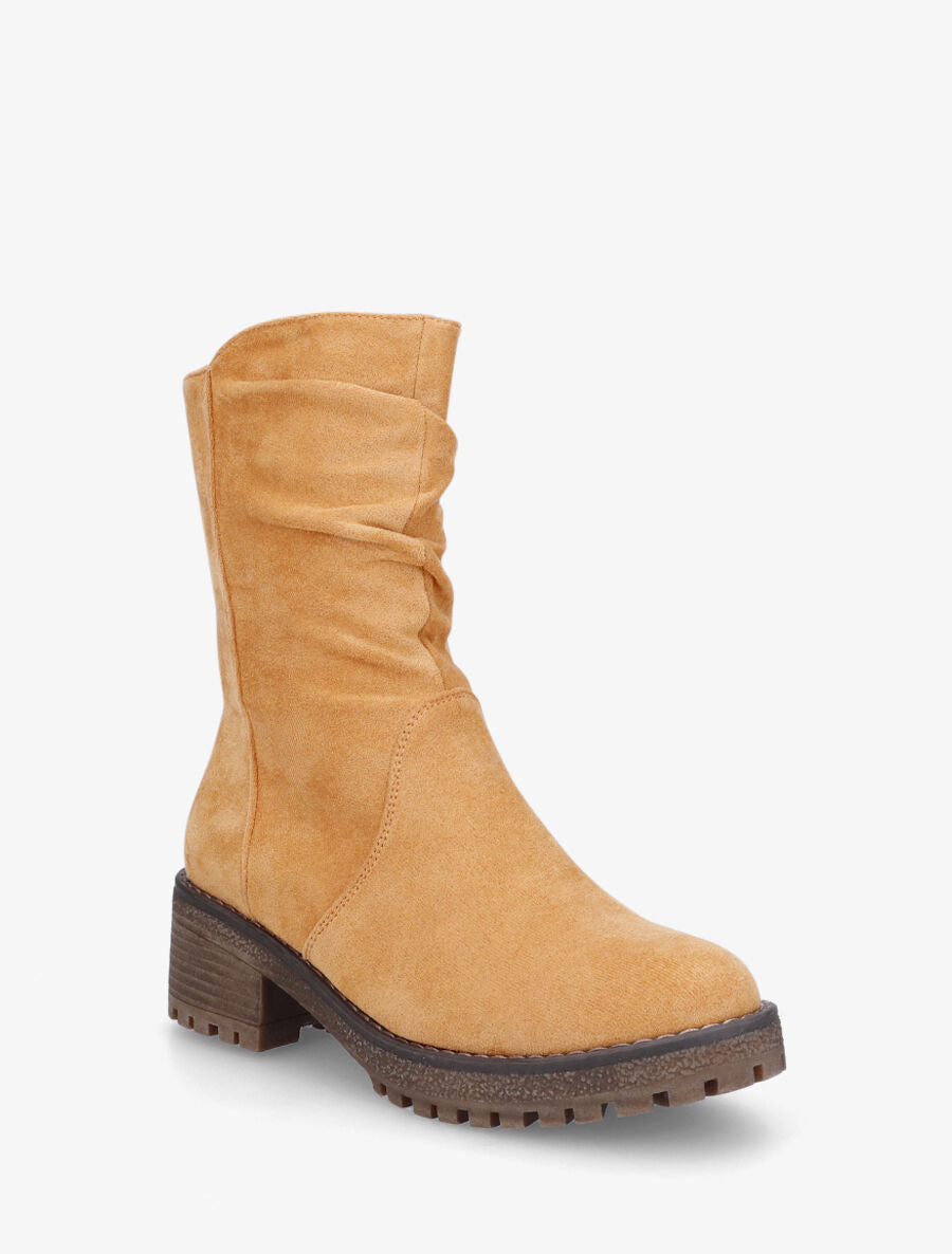 Bottines montantes en suédine - Camel - 2