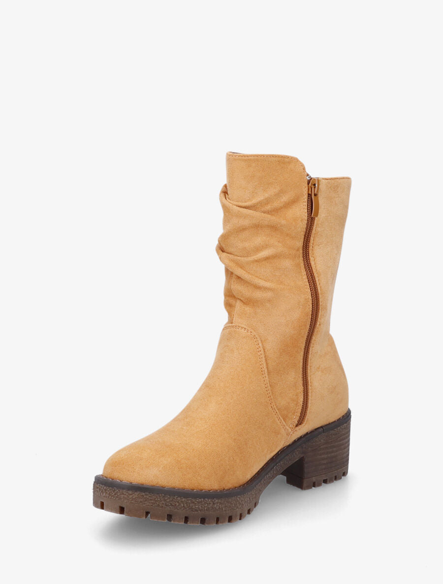 Bottines montantes en suédine - Camel - 3