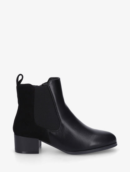 Bottines en simili et suédine - Noir - 1