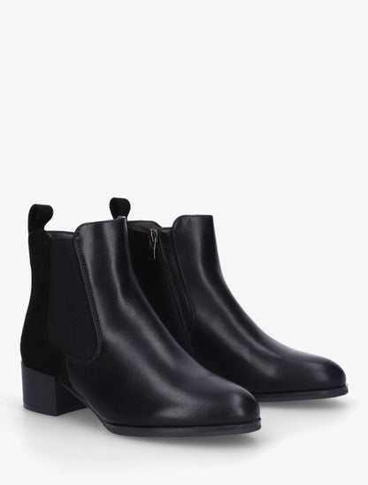 Bottines en simili et suédine - Noir - 4