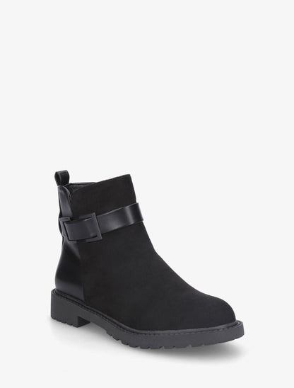 Bottines plates bimatière à semelle crantée - Noir - 2