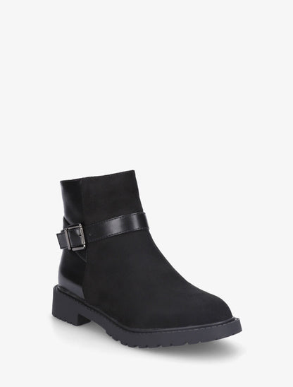 Bottines plates bimatière à boucle - Noir - 2