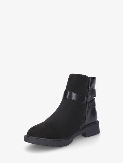 Bottines plates bimatière à boucle - Noir - 3