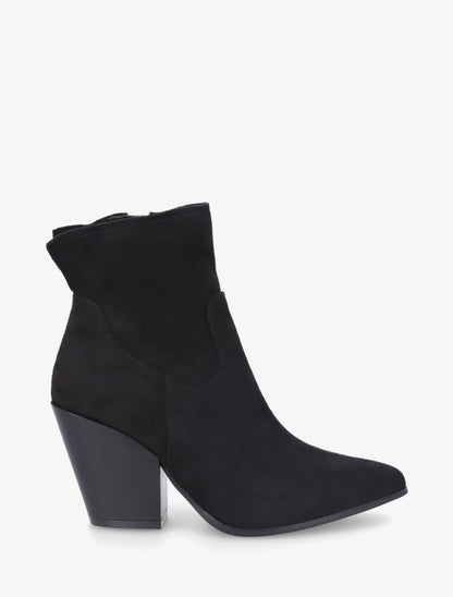 Bottines à talon et bout pointu en suédine - Noir - 1