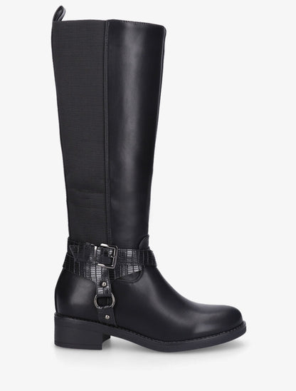 Bottes plates à boucle fantaisie - Noir - 1