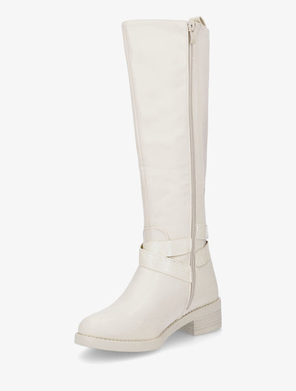 Bottes plates à boucle fantaisie - Beige - 3