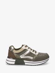 Sneakers en suédine et strass - Kaki - 1