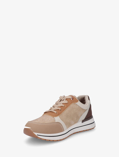 Sneakers en suédine et strass - Taupe - 3