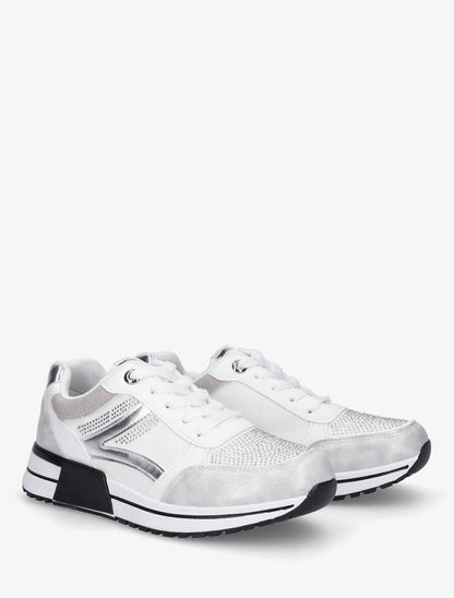 Sneakers en suédine et strass - Blanc - 4