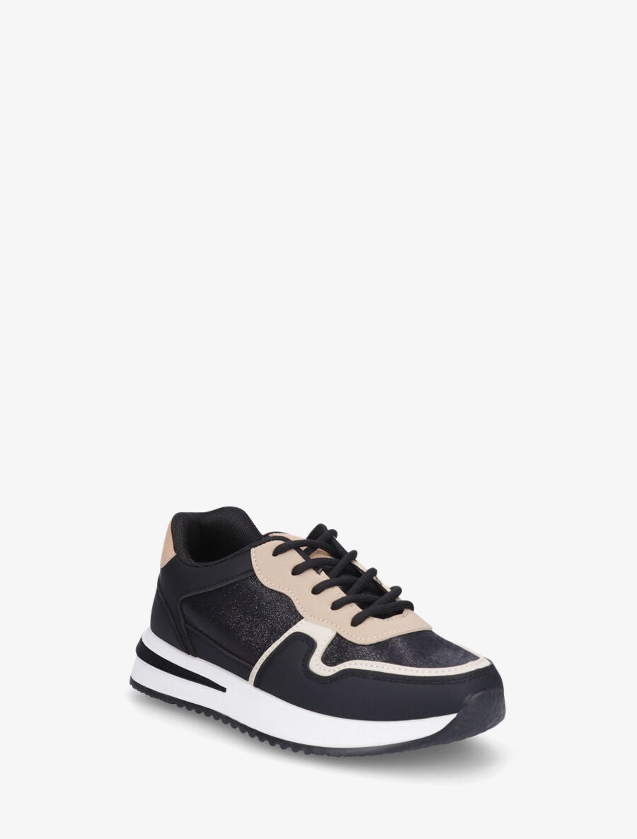 Sneakers en simili à détail irisé - Noir - 2