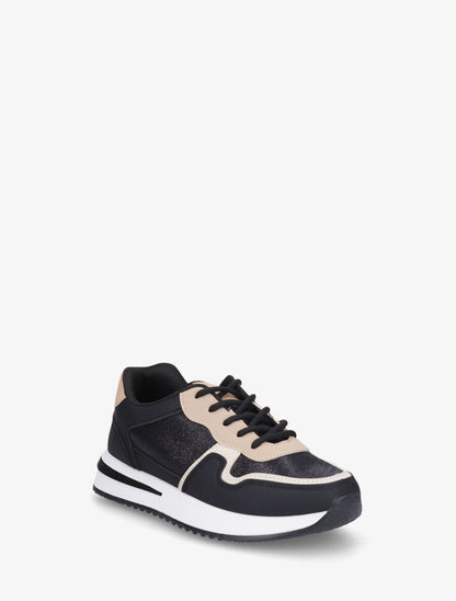 Sneakers en simili à détail irisé - Noir - 2