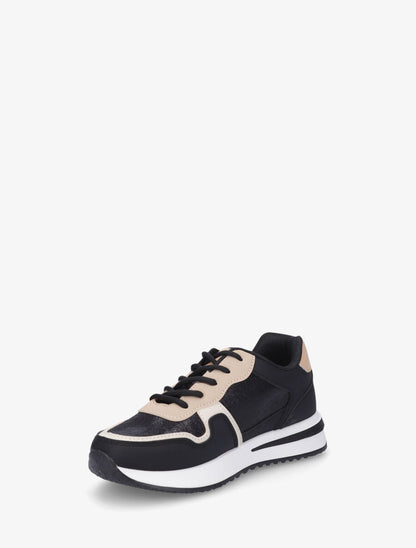 Sneakers en simili à détail irisé - Noir - 3