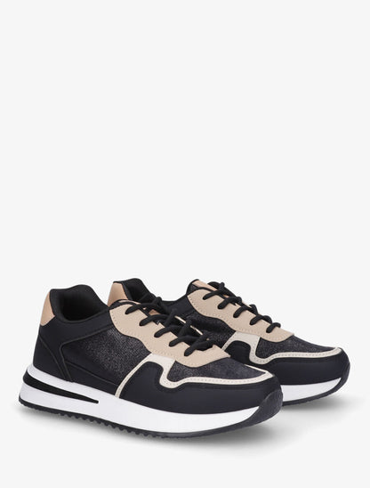 Sneakers en simili à détail irisé - Noir - 4