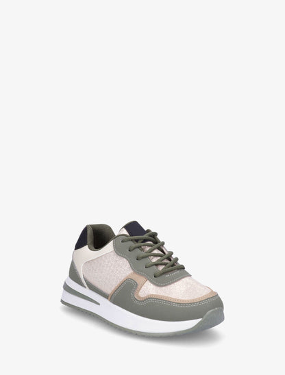 Sneakers en simili à détail irisé - Kaki - 2
