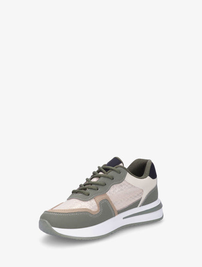 Sneakers en simili à détail irisé - Kaki - 3
