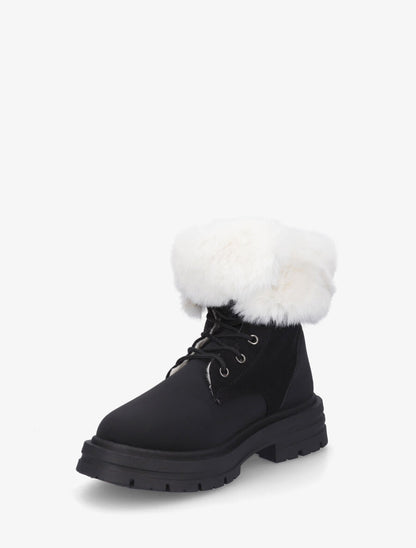 Bottines à lacets fourrées - Noir - 3
