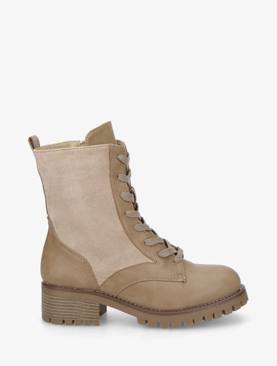 Rangers bimatière à semelle crantée - Taupe - 1