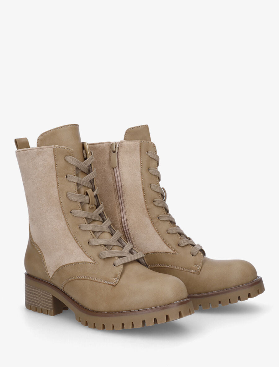 Rangers bimatière à semelle crantée - Taupe - 4