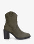 Bottines style santiags en suédine - Kaki - 5