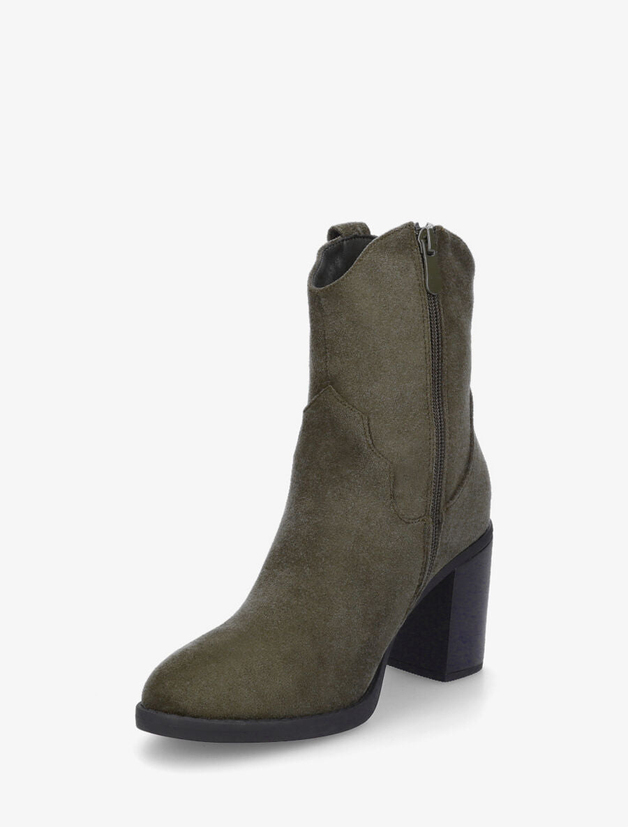 Bottines style santiags en suédine - Kaki - 3